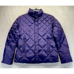 GUESS Quilted Down Puffer Jacket‎ Womens Small Purple Coat Winter Mountains